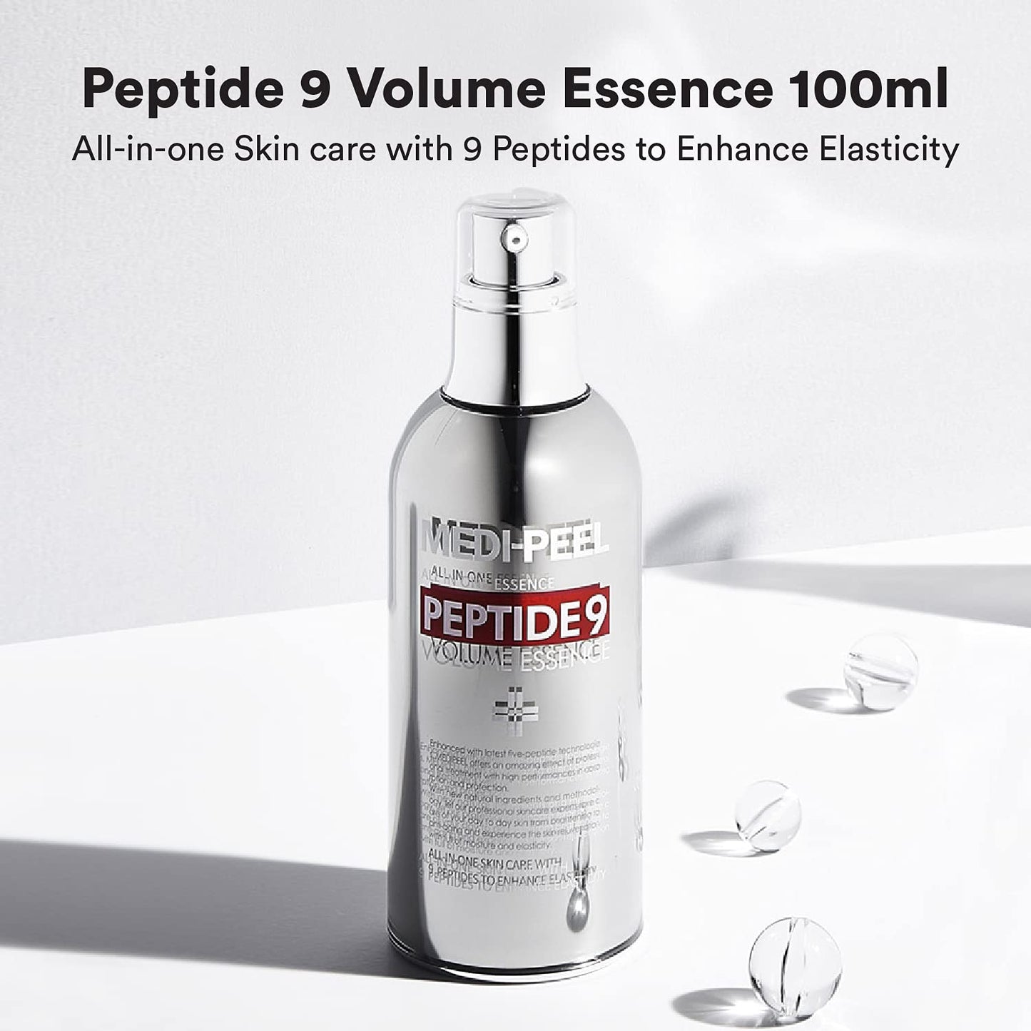 Medi-Peel Peptide 9 Volume All in one Essence 3.38 fl.oz. / 100ml, Anti Wrinkle, Collagen Formula, Brightening Effect, Instant Hydration, Skin Firming, Anti-Wrinkle, Bubble Essence, Korean Skincare