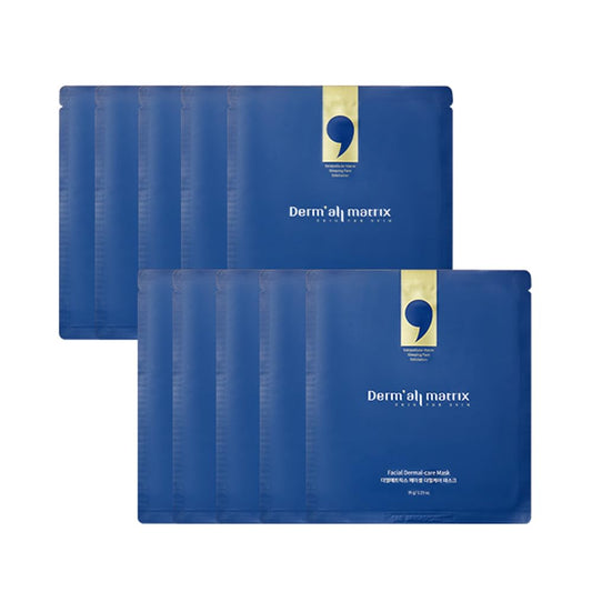 DERM·ALL MATRIX] Daily Facial Dermal-care (35g/sheet) Overnight mask pack,Lifting and Hydrating,Soothing, Exfoliating,Skin Nourishing,Collagen sheet mask for wrinkles and dry skin. 10sheets