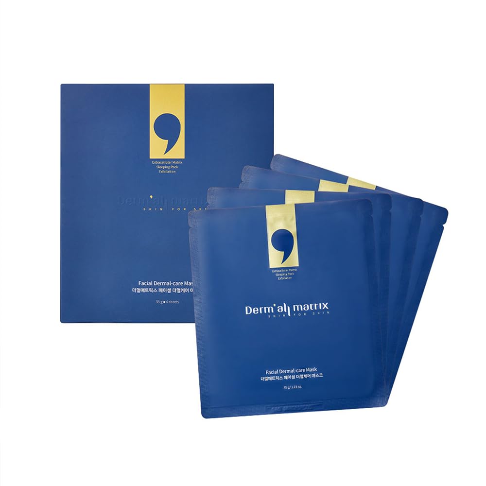 DERM·ALL MATRIX] Daily Facial Dermal-care (35g/sheet) Overnight mask pack,Lifting and Hydrating,Soothing, Exfoliating,Skin Nourishing,Collagen sheet mask for wrinkles and dry skin. (4sheets/1week)