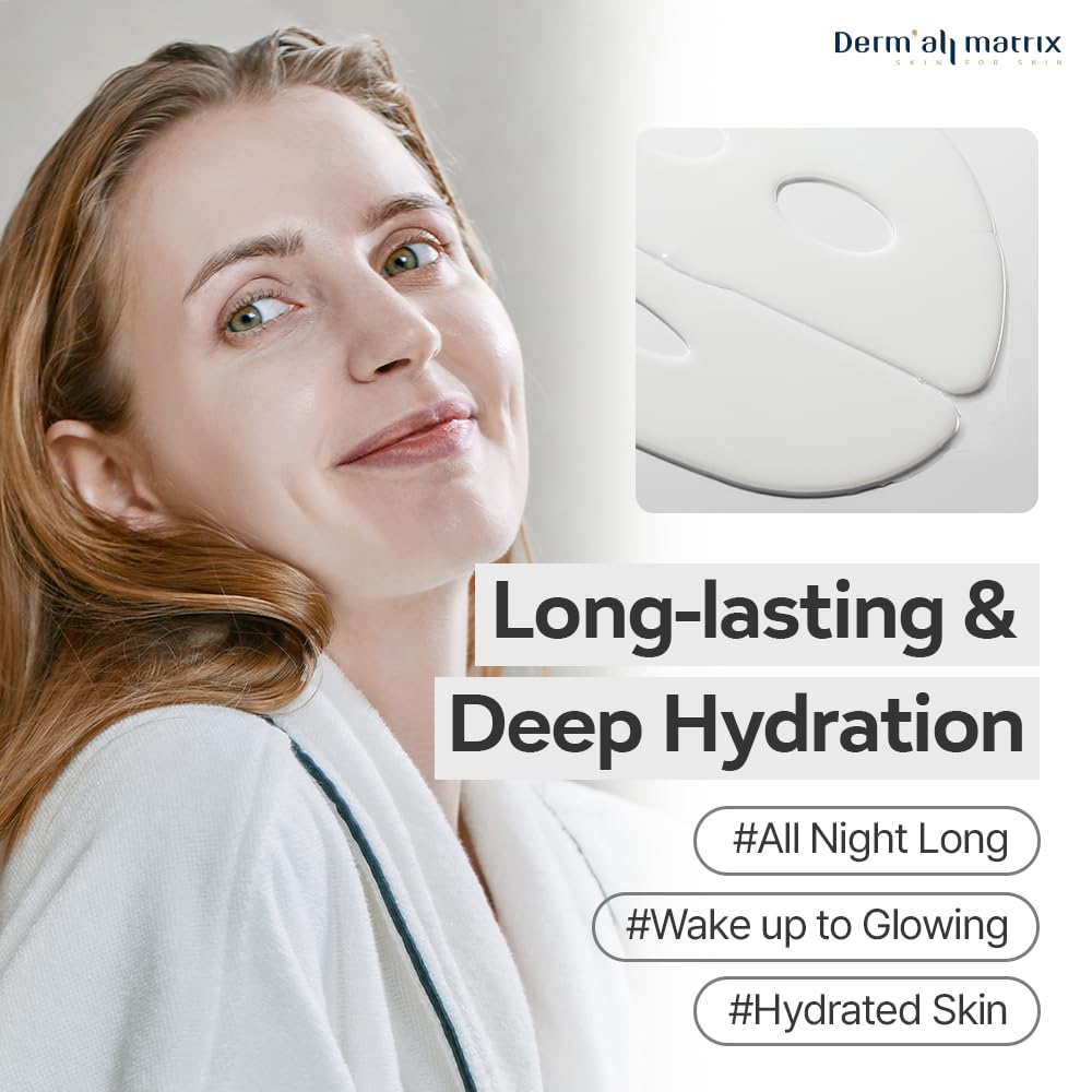 DERM·ALL MATRIX] Daily Facial Dermal-care (35g/sheet) Overnight mask pack,Lifting and Hydrating,Soothing, Exfoliating,Skin Nourishing,Collagen sheet mask for wrinkles and dry skin. (4sheets/1week)