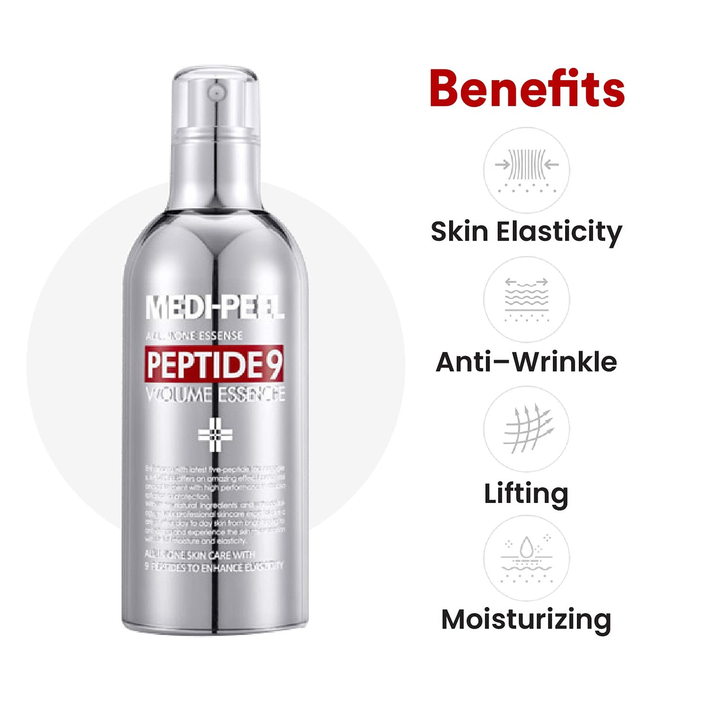 Medi-Peel Peptide 9 Volume All in one Essence 3.38 fl.oz. / 100ml, Anti Wrinkle, Collagen Formula, Brightening Effect, Instant Hydration, Skin Firming, Anti-Wrinkle, Bubble Essence, Korean Skincare